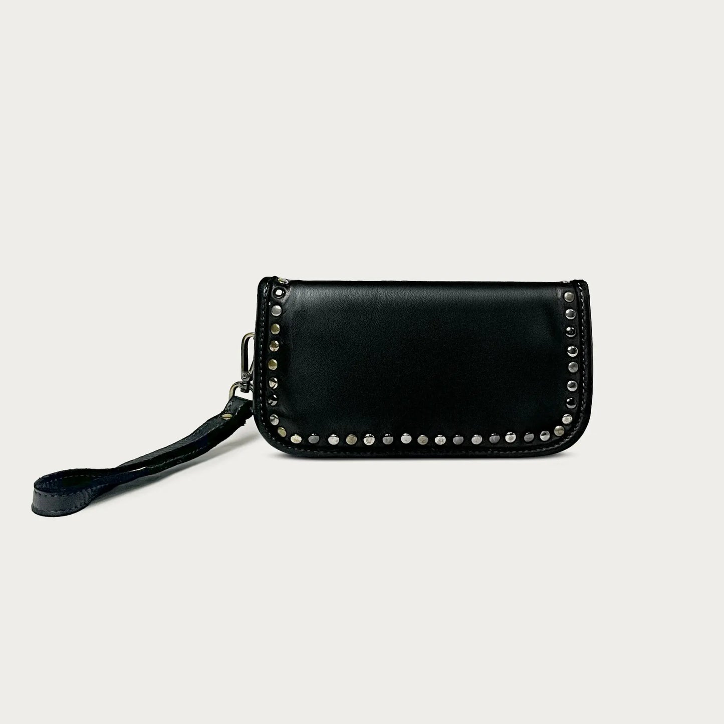 Black Italian leather wallet — Aurum style — back view — Made in Tuscany