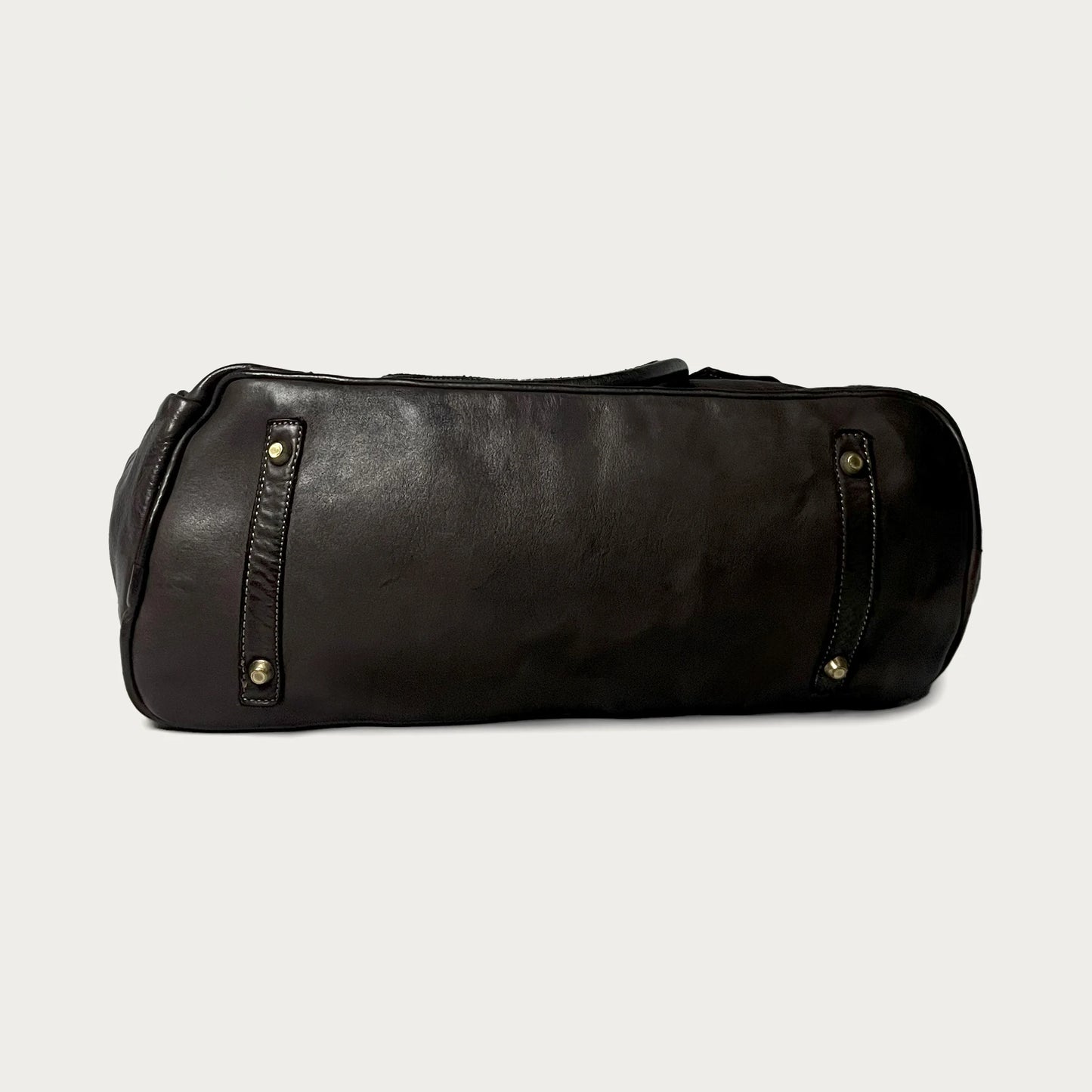 Brown Italian leather tote — Heritage style — bottom view — Made in Tuscany