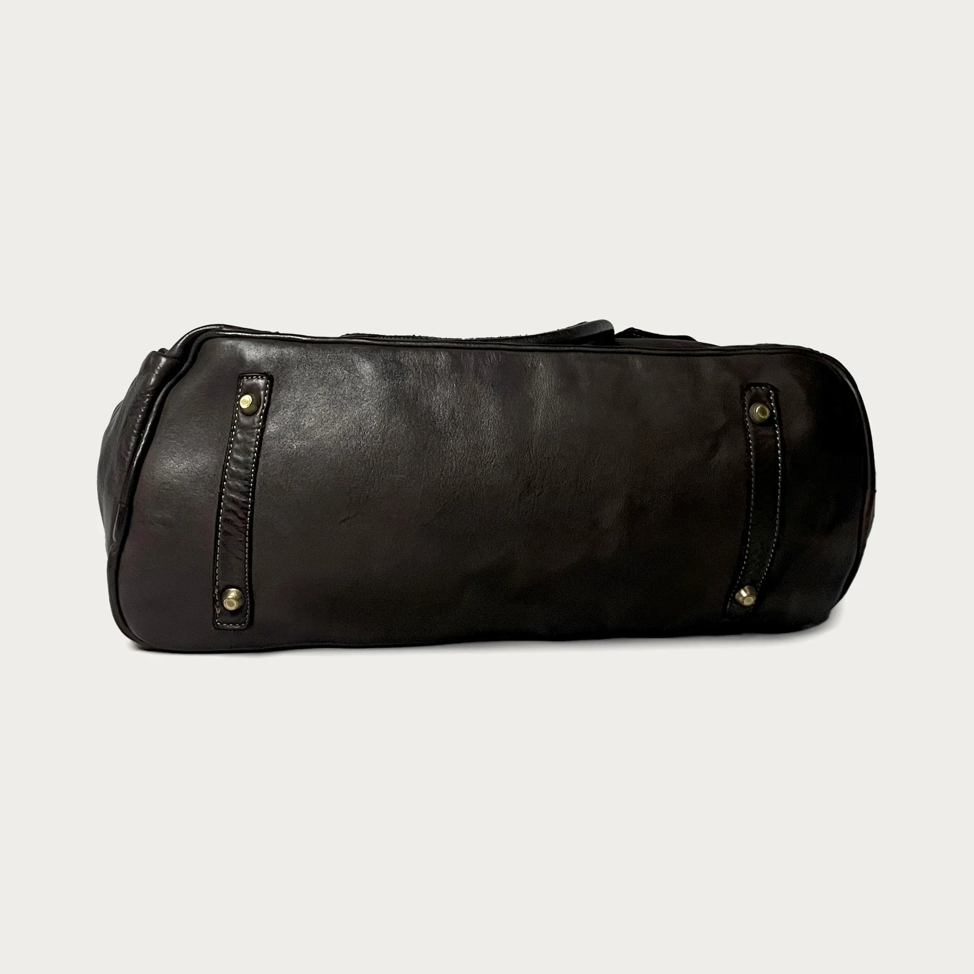 Brown Italian leather tote — Heritage style — bottom view — Made in Tuscany