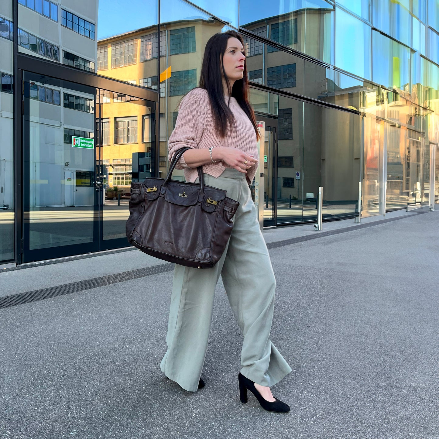Brown Italian leather tote — Heritage style — lifestyle styling — Made in Tuscany